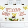 thumbnail image 7 of Welcome Baby Girl Banner, Butterfly Themed Baby Shower Party Decorations, It's a Girl Sign, Sweet Baby Girl Gender Reveal Party Supplies Rose Gold & Gold Glitter, 7 of 7