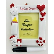 Babys First Christmas Ornament 2021 Baby Girl Picture Photo Frame Ornaments Pregnancy Gifts New Baby Gift Keepsake | Includes Black Pen Marker to Personalized Christmas Ornaments - Red