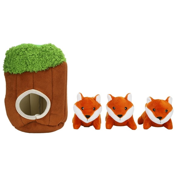 ZNNGRNJE Plush Squeak Tree Hole Dog Puzzle Seeking and Hiding Toy with Fox Toy Pet Supplies ZR721-6083