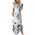 thumbnail image 2 of JINMGG 2026 Summer Dresses under $10.00 Women Fashion O-Neck Gradient Printing Short Sleeve Casual Slit Long Dresses, 2 of 4