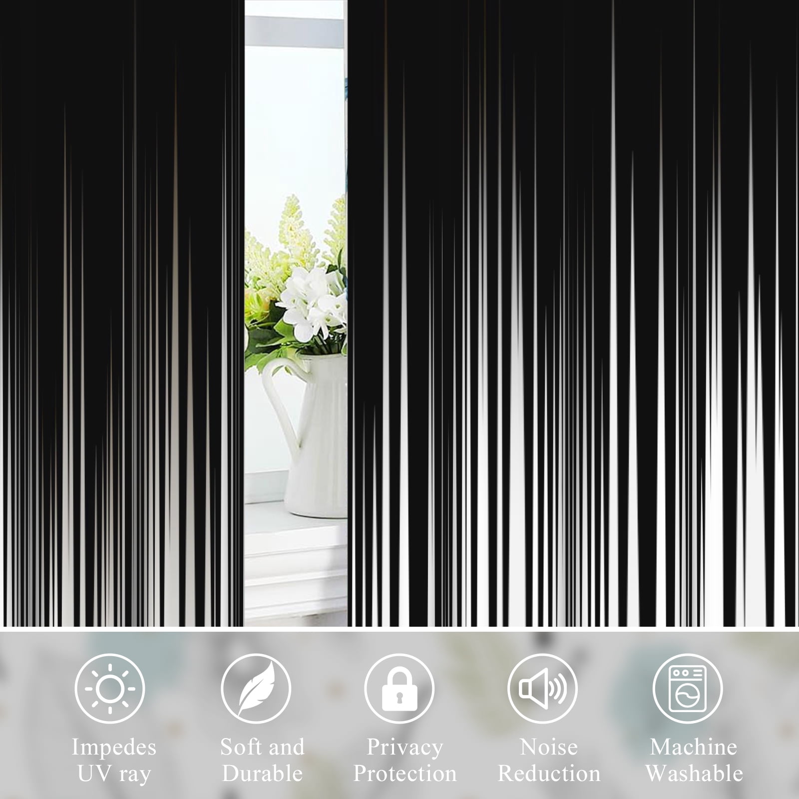 2 Panels Black Gray Abstract Blackout Curtains for Bedroom,Modern Grommet Window Drapes for Living Room,52x84 Inch