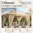 thumbnail image 5 of Summit Living 10'x13' Outdoor Patio Gazebo Heavy Duty Gazebos Canopy Shelter with Double Roofs Mosquito Netting and Privacy Screens for Outside - Beige, 5 of 9