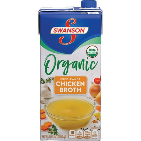 (2 Cartons) Swanson Organic Free-Range Chicken Broth, 32 (Best Organic Chicken Broth)