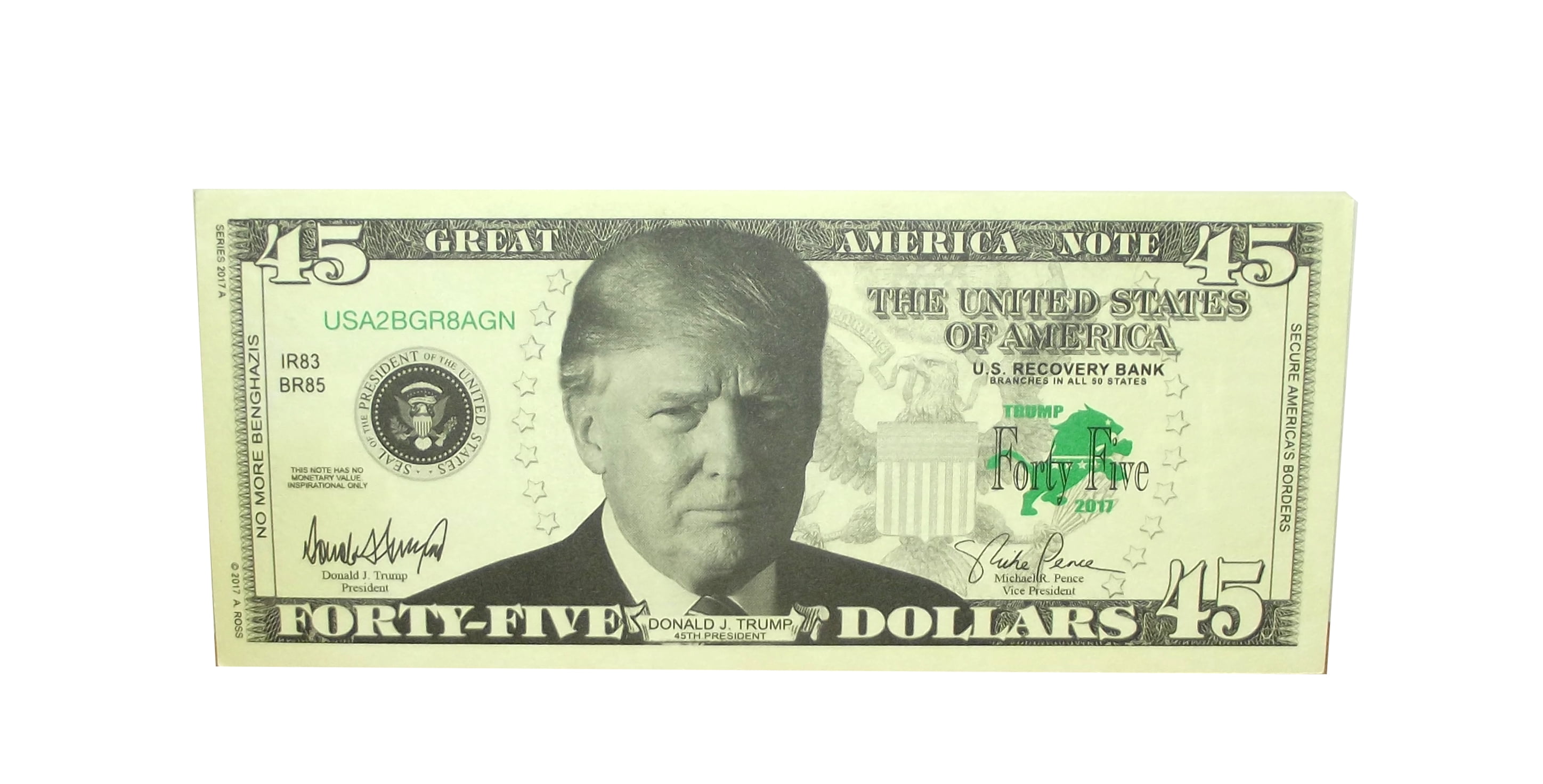Donald Trump 45th President Dollar Bill-W/clear protector sleeve  I2 1 