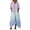 *1-Light Blue, variant on Women's V-Neck Cotton-Linen Maxi Dress,Ladies 3/4 Sleeve Asymmetrical Hem Caftan Dress with Pockets,Summer Beach and Loungewear for Women,Black,S-2XL