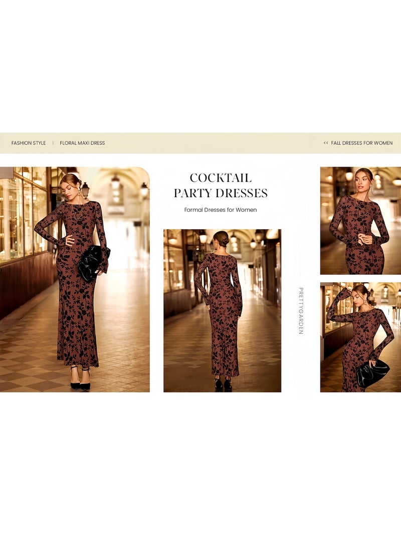 PRETTYGARDEN Women's Floral Bodycon Maxi Dress Fall Elegant Mesh Long Sleeve Formal Wedding Guest Cocktail Dresses - Walmart.com PRETTYGARDEN Women's Floral Bodycon Maxi Dress Fall Elegant Mesh Long Sleeve Formal Wedding Guest Cocktail Dresses - Walmart.com