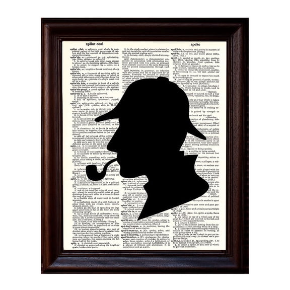 Sherlock Holmes Silhouette - Dictionary Art Print Printed On Authentic Vintage Dictionary Book Page - 8 x 10.5
