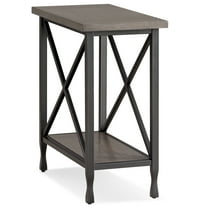 Leick Home 23005 Chisel & Forge Narrow Side Recliner Table with Shelf, Smoke Gray and Matte Black