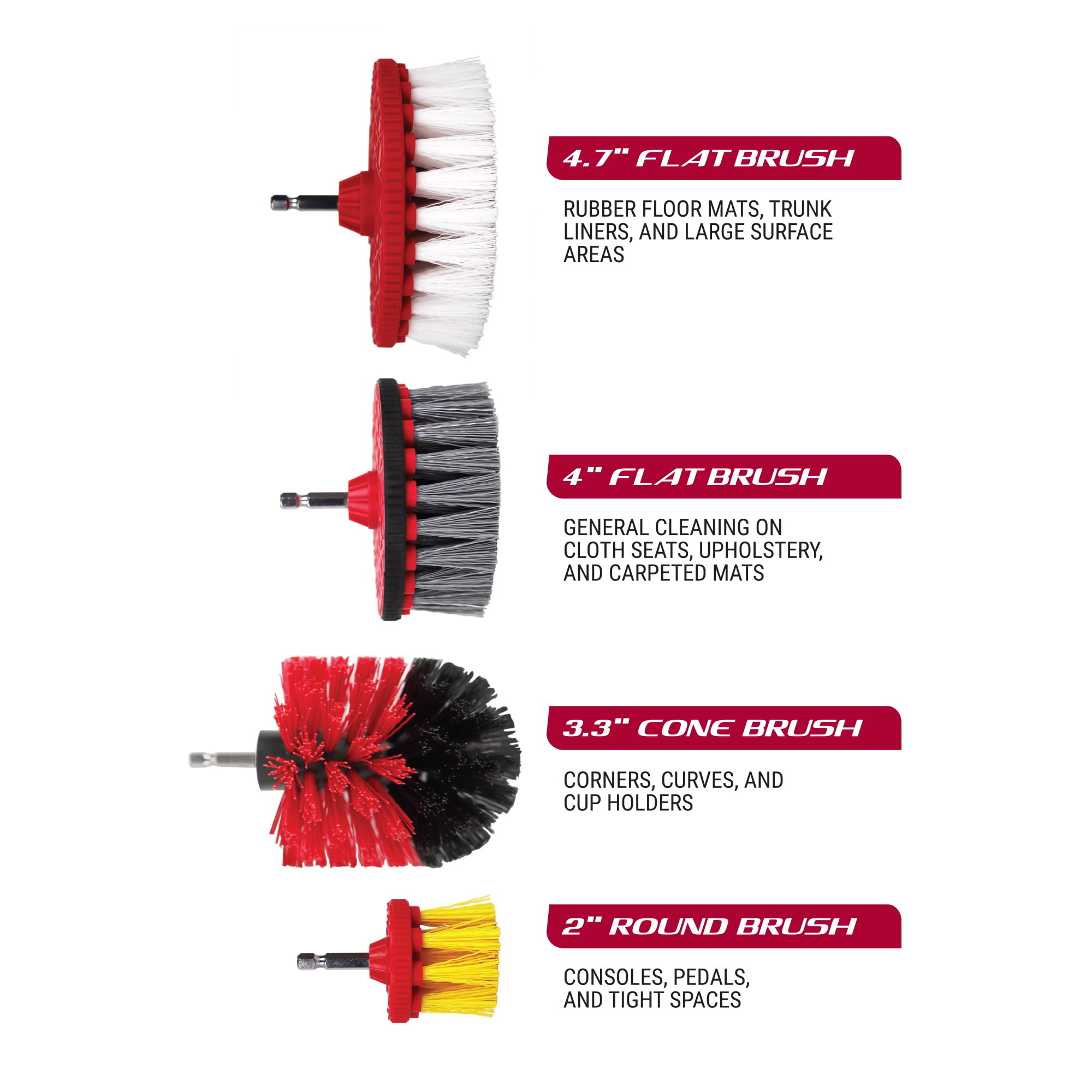 Platinum Series 4-Piece Drill Brush Set – Cleaning Tool for Wheels, Bathroom, and Tough Stains