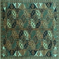 thumbnail image 1 of Ahgly Company Machine Washable Indoor Square Oriental Turquoise Blue Industrial Area Rugs, 5' Square, 1 of 4