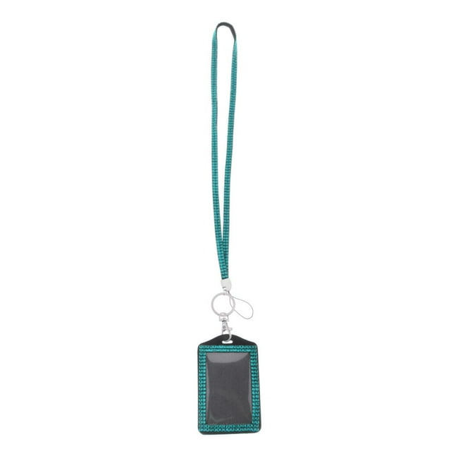 Porte-badge d'Identité Vertical et Cordons en Résine avec Strass Étanche et Anti-Poussière Bleu Ciel