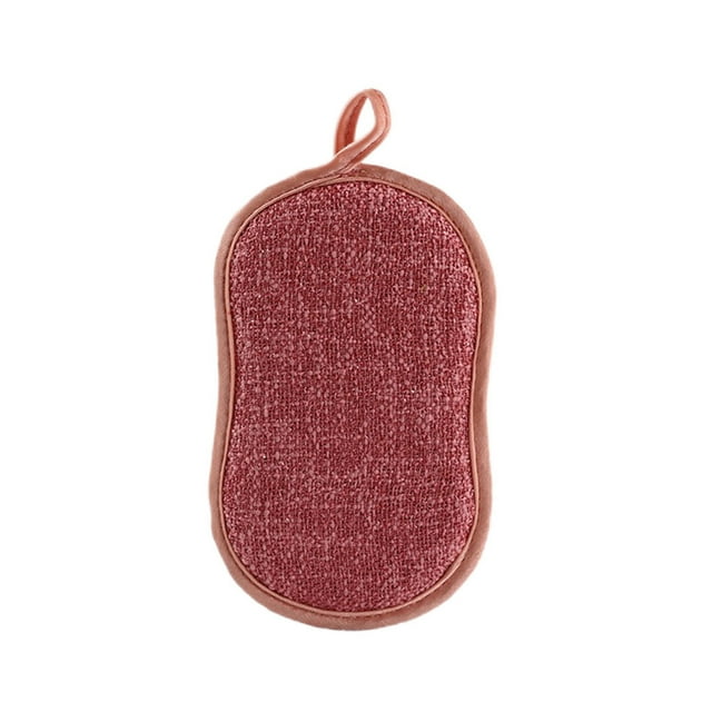 Wweixi Tampon à Récurer de Cuisine Double Face en Microfibre pour Casseroles, Poêles et Vaisselle, Récurant de Nettoyage Réutilisable, Éponge Ménagère, Lavage de Poussière de Paume, Rouge, 1 Ensemble