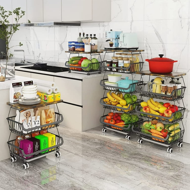 Corner Storage Basket Storage Organizer Bin Vegetable Fruit Basket 4 Tier