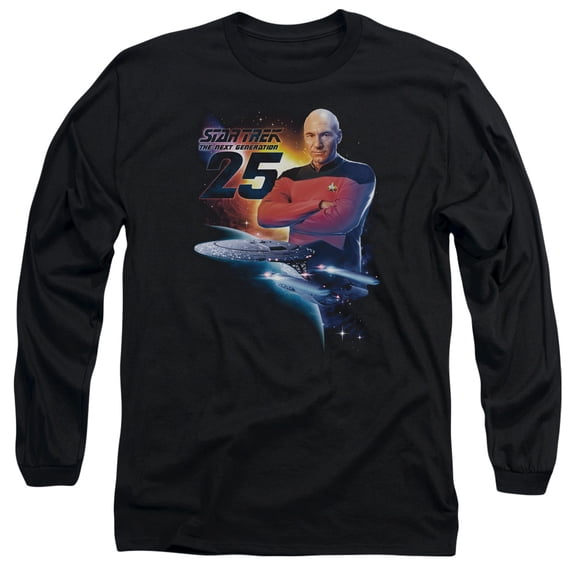 Star Trek Tng 25 Long Sleeve Adult 18/1 T-Shirt Black