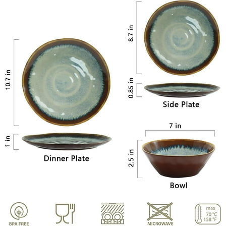 Melamine Dinnerware Sets, 12Pcs Plate and Bowl Set,  and Lightweight Dish Set, Great for Camping and RV, BPA free, Dishwasher Safe (Sandy Brown)