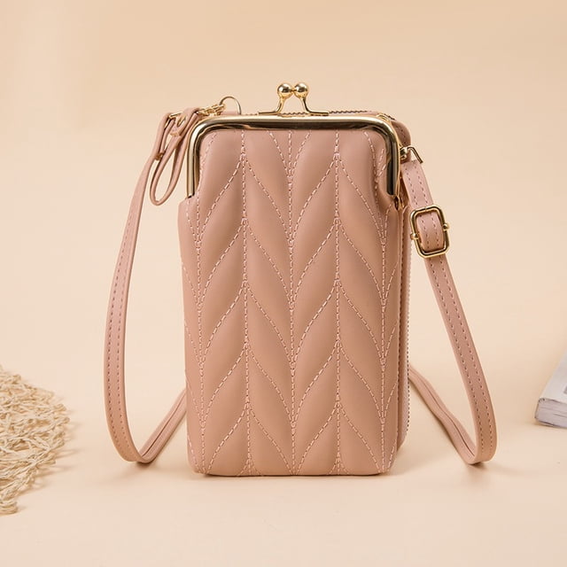 Bolso pequeño para teléfono cruzado para mujer, cartera para teléfono móvil, bonito bolso de hombro con cierre de beso y ranuras para tarjetas de crédito