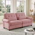 thumbnail image 3 of HUMEHA 69.2" Loveseat Sofa with Ruffled Edge Chenille, 2-Seat Cloud Couch with Rolled Arms & Lumbar Pillow for Living Room, Pink, 3 of 15