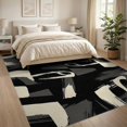 thumbnail image 3 of ODIKA 8'x10' Washable Area Rug Non-Shedding, Easy Care, Modern Brushstroke With Minimalist Geometric Accents Abstract Flowing Dynamic for King Size Bedroom Under Bed, Master Suite, 3 of 7