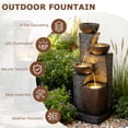 thumbnail image 5 of 38.2" Tall Water Fountain Outdoor Garden,4 Tiers Modern Cascading Bowls and Stacked Stones Indoor Fountains with LED Lights for Garden, Patio, Deck, Porch, Backyard and Home Art Decor(Grey), 5 of 9