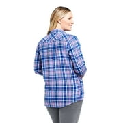 Lands' End Women's Plus Size Long Sleeve Flannel Button Down Shirt