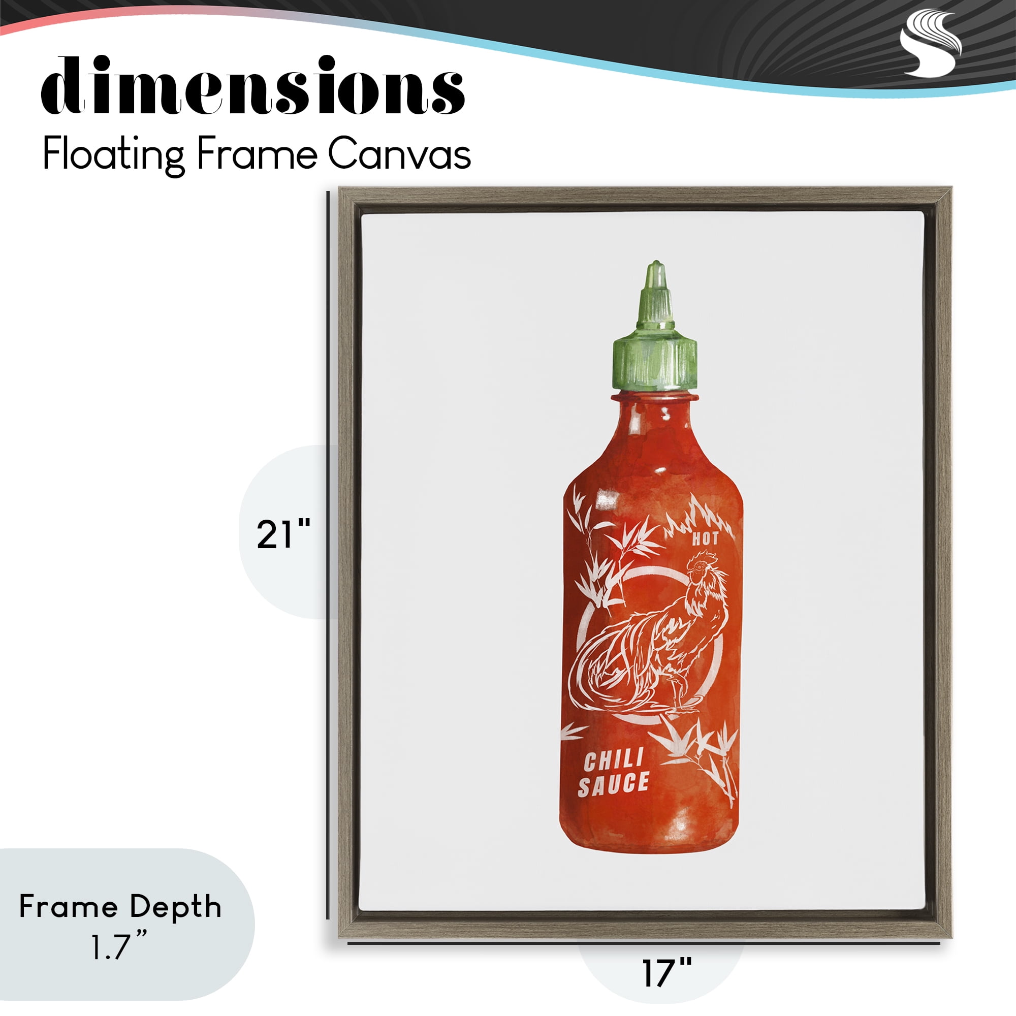 Stupell Industries Iconic Hot Sauce Bottle Brown Framed Floater Canvas Wall Art, design by Rylen McNett