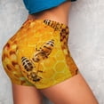 thumbnail image 2 of Sikiie Bees on Hive Honeycomb Print Workout Shorts Women Scrunch Butt Gym Shorts Seamless High Waist Tummy Control Yoga Biker Athletic Shorts, 2 of 5