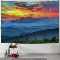 BCIIG Blue Ridge Parkway Tapestry Scenic Landscape Appalachian Mountains Ridges Sunset Layers Great Smoky National Tapestry Wall Hanging For Bedroom Living Room Dorm Home Decor