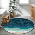 thumbnail image 4 of Abstract Round Living Room Rugs 3.3 ft, Water Duck Green Brown Gradient Ocean Waves Washable Area Rug with Non-Slip Sturdy Edge Binding Round Front Door Mat Floor Carpet for Entryway, 4 of 9
