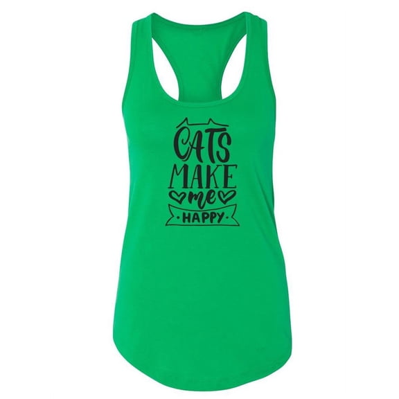 The Cats Make Me Happy Racerback Tank Women -Image by Shutterstock, Female Small