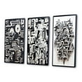 thumbnail image 3 of Designart "Abstract Urban Vision Black and White II" Modern Geometric Framed Wall Art Set Of 3 - Black Abstract Frame Gallery Wall Set For Home Decor, 3 of 6