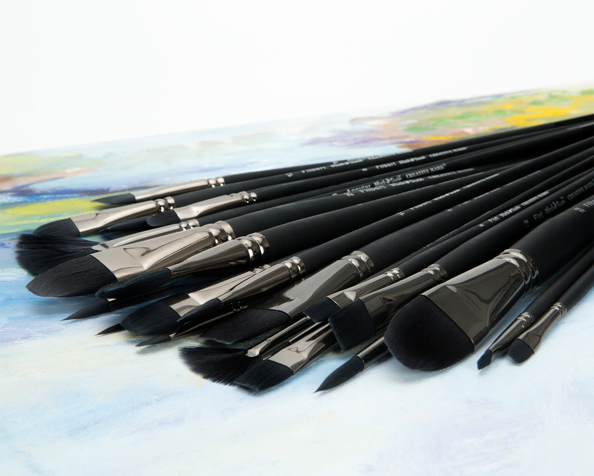 Black Swan Synthetic Red Sable Round Paint Brushes - Round Size # 1 -  Professional Quality Long Handle Paint Brushes for Oil, Heavy Body Media and Acrylic - Artists of All Levels