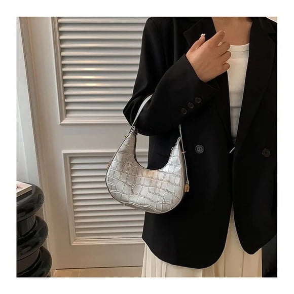 LHSHID PU Leather Women Luxury Designer Handbag Purses Fashion Vintage Double Zipper Half Moon Crescent Hobos Shoulder Bags Hot