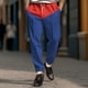 thumbnail image 1 of Puntoco Pantalones casuales de pierna recta con cordones elásticos y bolsillos de color block para hombre, 1 of 9