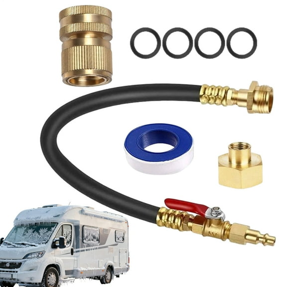 Ksruee RV Winterizing Leak-Proof 17 Inch Hose with Valve Anti-Freeze 8piece RV Antifreeze Pump Kit for Trailer Winter Sprinkler Garden Irrigation Trailers Marine Boat dependable