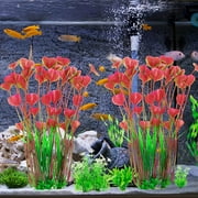 DPOWERFUL Plastic Fish Tank Plants, Artificial Tall Aquarium Plants for Fish Tank Decor, 15.7 inches(Red)