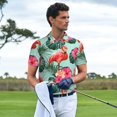 thumbnail image 3 of Wukai Palm Leaves Flamingo Men’s Polo Shirts Sleeve,Camisas Polo Para Hombre,True Classic Tees Men-X-Large, 3 of 6