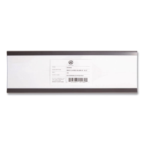 U Brands-1PK Magnetic Card Holders, 6 X 2, Black, 10/Pack