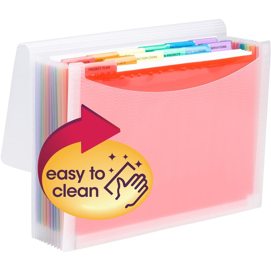 Smead Colorvue Letter Expanding File - 8 1/2" X 11" - 13 Pocket(s) - 12 Divider(s) - Polypropylene - Clear - 12 / Carton