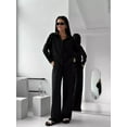 thumbnail image 6 of 2 Piece Outfits for Women Casual Lounge Sets Long Sleeve Button Down Shirts and Wide Leg Pants Sets Black L, 6 of 10