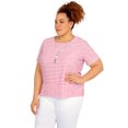 thumbnail image 3 of Alfred Dunner Womens Plus-Size Stripe Texture Knit Top With Necklace, 3 of 6