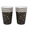 thumbnail image 1 of KAKOWELY 10 vasos de papel con estampado de puntos en color negro y dorado para fiestas., 1 of 4