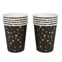 10PCS Black and Golden Color Black Hot Stamping Dot Pattern Party Supplies Paper Cup