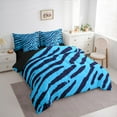 thumbnail image 3 of jejeloiu Neon Zebra Texture 7 Pieces Bedding Comforter Set,Zebra Stripes Full Bedding Set,Blue Black Fitted Sheet Flat Sheet For Ggirls Kids,Luxury Bedroom Decor Reversible, 3 of 8