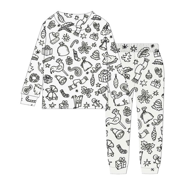 WEAIXIMIUNG Ensemble de Pyjama pour Enfants Peint à la Main, Vêtements de Détente et de Coloriage, Garçons et Filles, Pyjamas DIY avec Marqueurs, Créatif pour Enfants 7-8 Ans