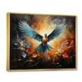 thumbnail image 2 of Designart "Teal Dove Winged Harmony composition" Animals Floater Framed Wall Decor, 2 of 7