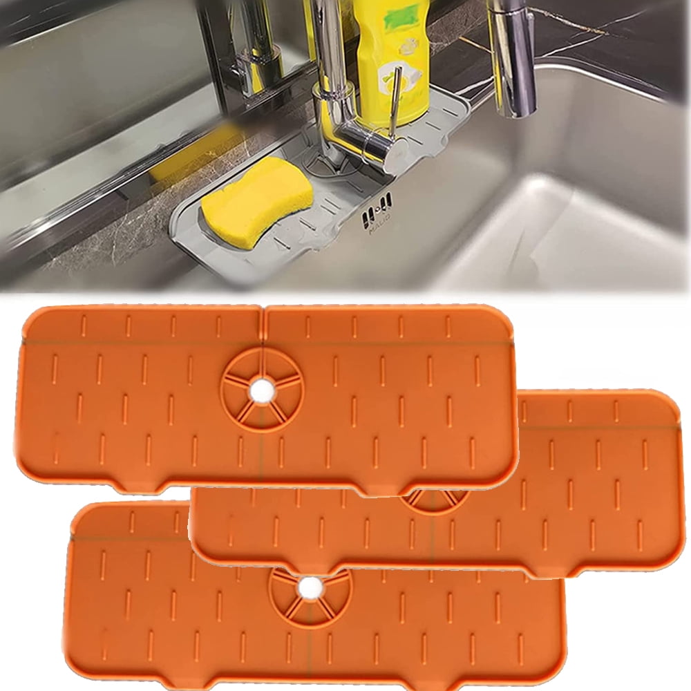 3PCS Kitchen Faucet Sink Splash Guard, Silicone Faucet Water Catcher