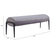 Glatt Bench Gray Bench, Modern Style, Seats up to 2, Plywood, Indoor Living