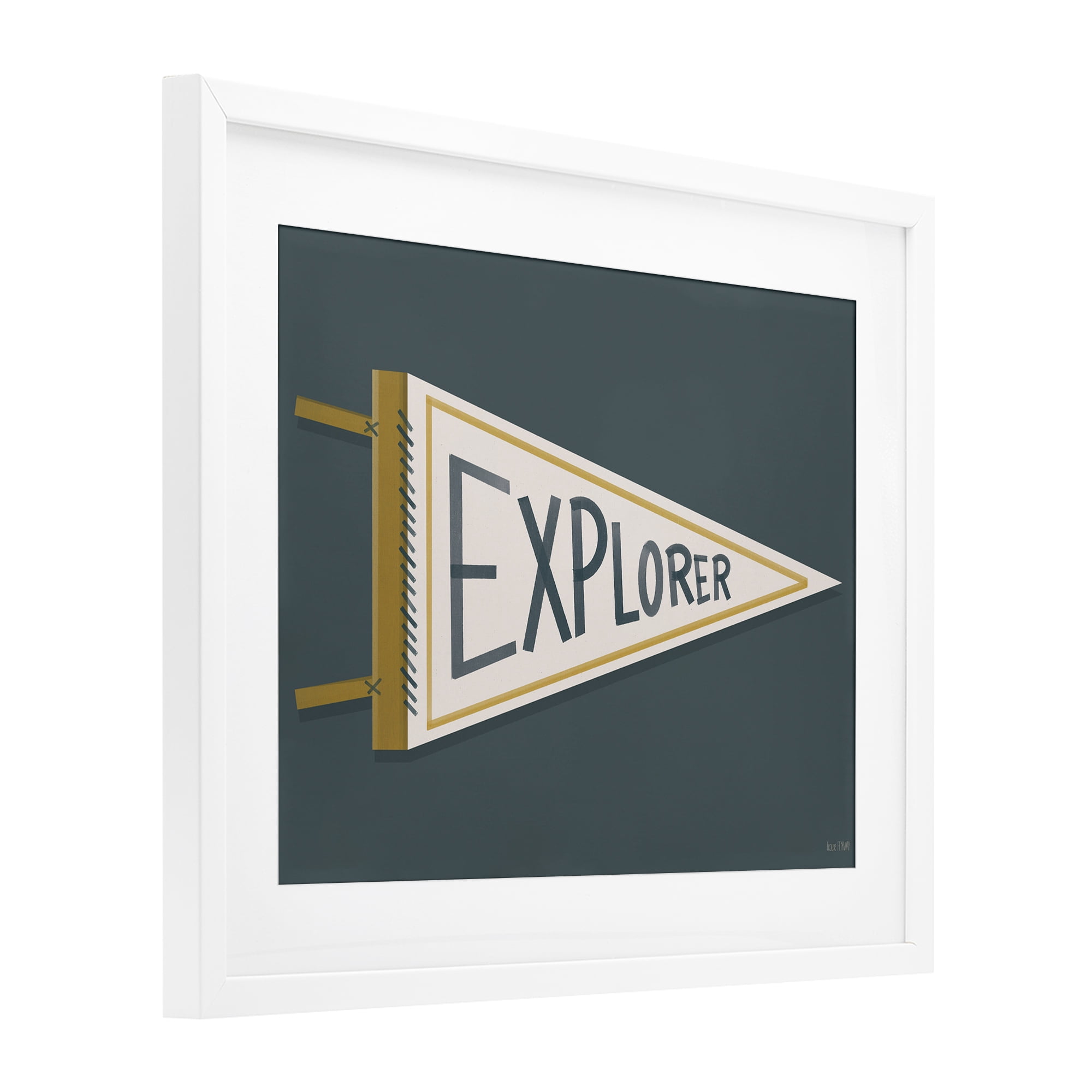 Stupell Industries Explorer Retro Pennant White Framed Print Under Glass, design by House Fenway