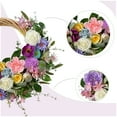 thumbnail image 2 of 22 Inch Spring Summer Flower Wreath for Front Door, Ivory Vine Roses Peony Wild Flowers Indoor Outdoor Wreath, Artificial Floral Wreath for Home Decor, 2 of 5