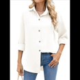 thumbnail image 3 of Camisas de Larga con Botones para Mujer, Blusas de Trabajo de Gran Tamaño con Cuello y Hombros Caídos, Blusa Holgada con Textura Crema L, 3 of 10